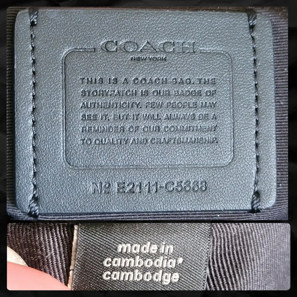Coach C5668 Court Leopard Print Nylon Tote Pebbled Leather Black Tan Bag